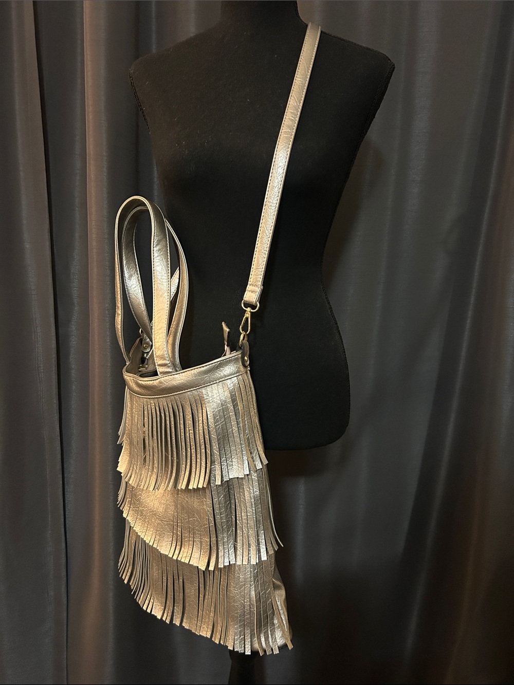 Silver Fringe Shoulder Bag - Metallic Tassel Crossbody